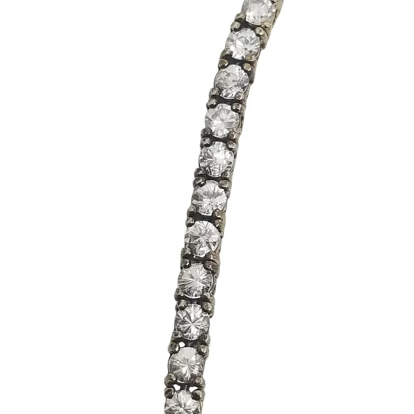 GOLD VERMEIL 925 VINTAGE TENNIS BRACELET SET WITH FACETED CRYSTALS - Picture 6 of 10